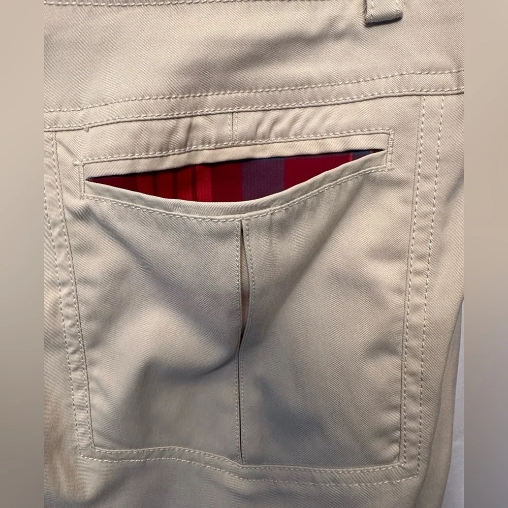 Nike Golf Dri-Fit Pants Men's 36x30 Tan Beige‎ Lightweight Plaid Details Trim
